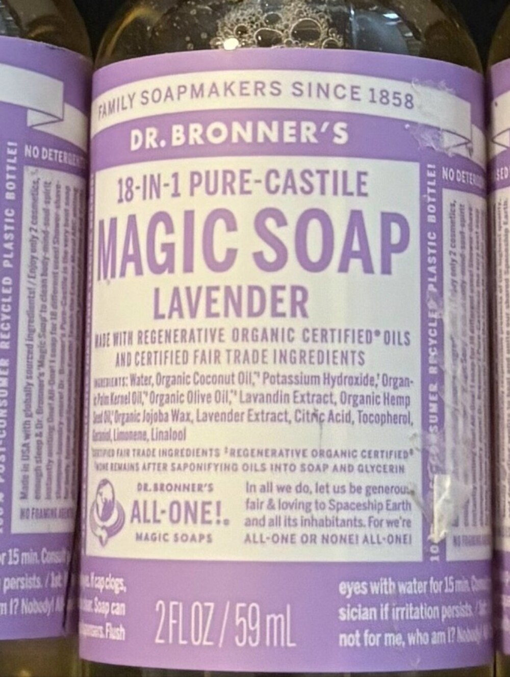 New Pack of 10 Travel Lavender Dr. Bronner's Magic Soap 2 fl oz - Picture 4 of 10